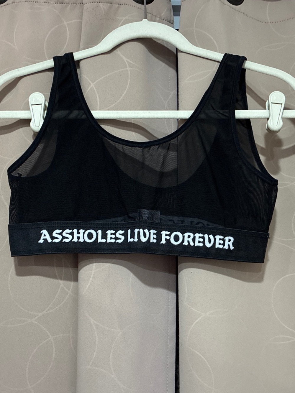 Assholes Live Forever Black Sheer Bra. NWOT.